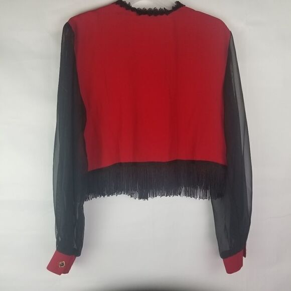 Cute Black and Red Top/Jacket with Fringe. SIZE M - Picture 8 of 11